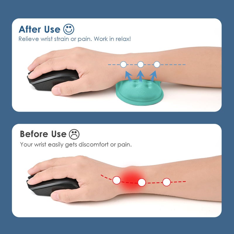 VANKEY Soft Mouse Wrist Rest, Memory Foam Mouse Wrist Support Hand Rest Pad for Computer, Laptop, Desktop - Anti-Slip PU Base - Wrist Pain Relief, Aquamarine - Image 3